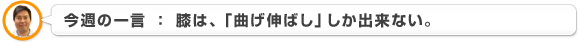 今週の一言　「膝は曲げ伸ばししか出来ない」