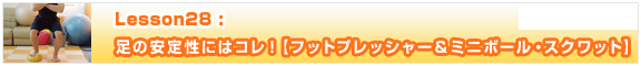 Lesson28　足の安定性にはコレ！【フットプレッシャー＆ミニボール・スクワット】